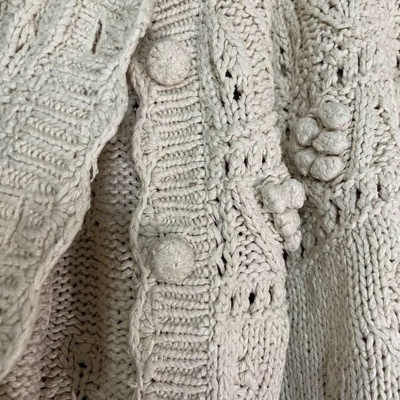 Lady Footlocker Casuals Cream Hand Knit 100% Silk Button Up Cardigan Sz L - Picture 6 of 16